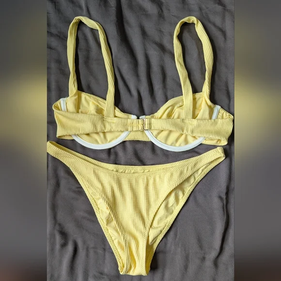 Princess Polly Yellow Ribbed Bikini Set - Picture 2 of 3